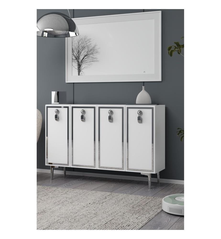 Konsole, Weiss, Silber, 100 % MELAMINBESCHICHTETE SPANPLATTE