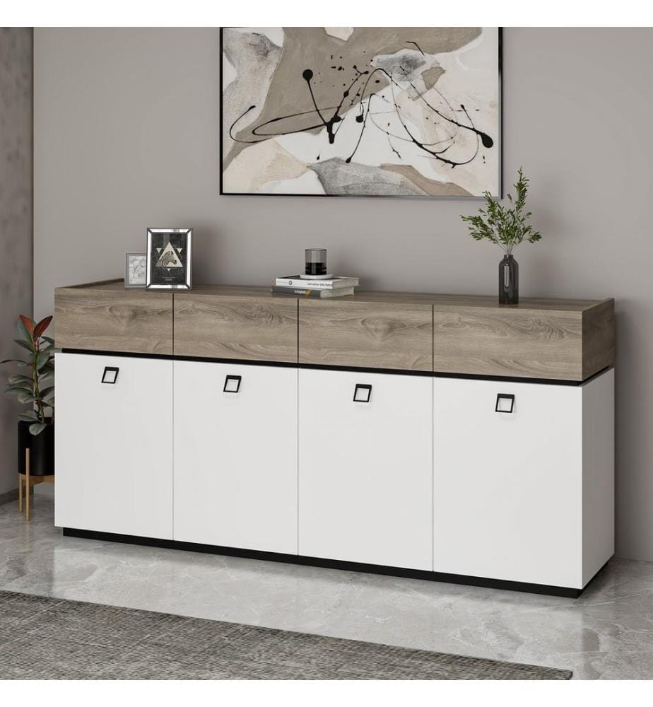 Console, blanche, noire, panneau de particules 100 % mélaminé