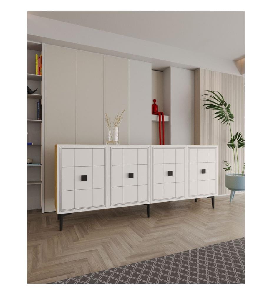 Console, chêne saphir, blanc, PANNEAU DE PARTICULES ENTIÈREMENT RECOUVERT DE MÉLAMINE