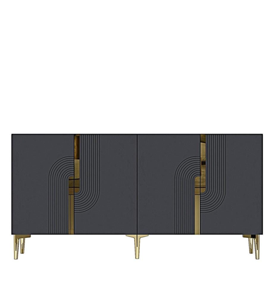 Console, anthracite, or, PANNEAU DE PARTICULES ENTIÈREMENT RECOUVERT DE MÉLAMINE