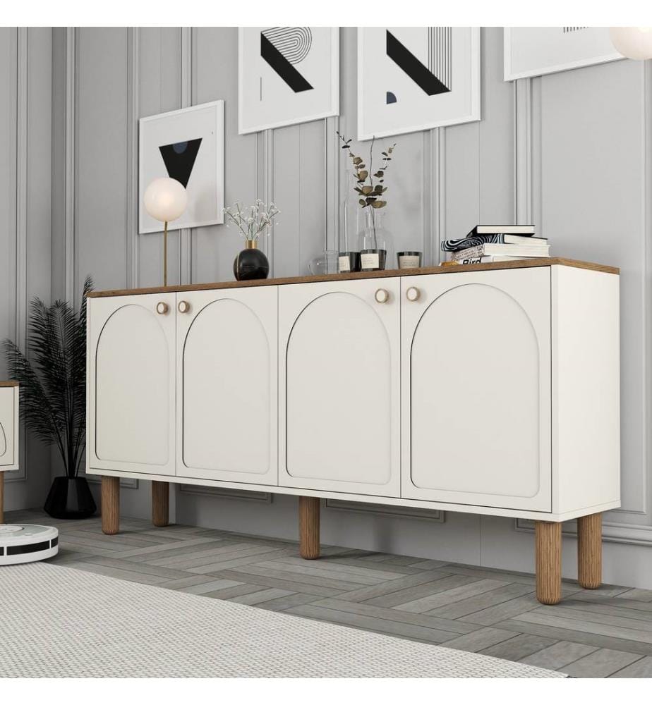 Console, crème, panneau de particules 100 % mélaminé
