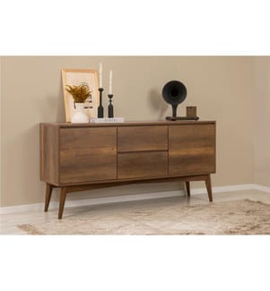 Console, Noyer, PANNEAU DE PARTICULES 100 % MÉLAMINÉ