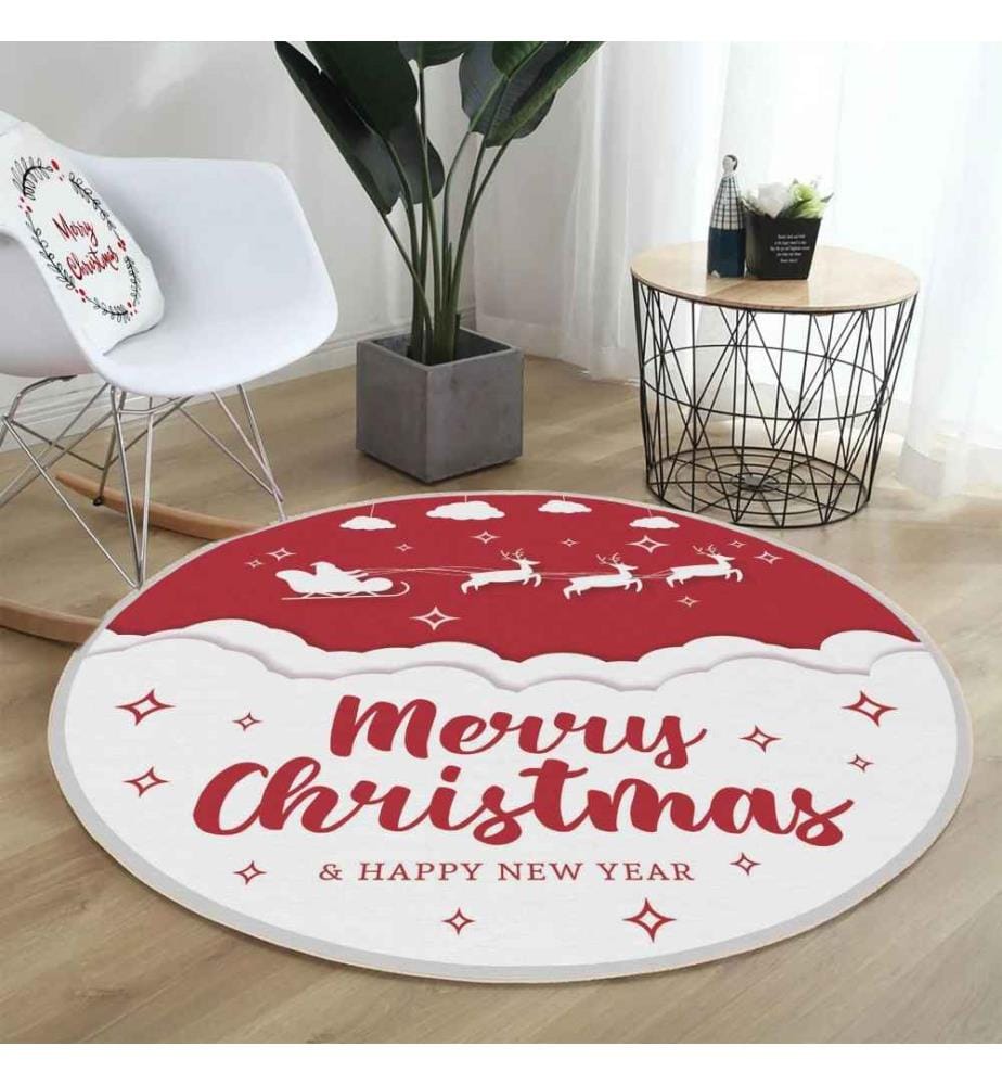 Tappeto, 150 cm, , Rosso, Bianco, 70% Cotone - 30% Poliestere, 1450 gr-m²,
