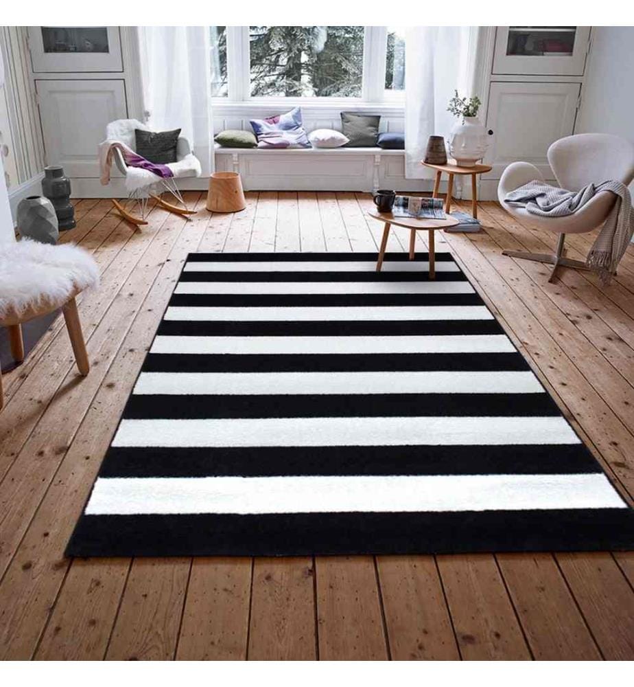 Tappeto, 120 x 170, , Nero, Crema, Shagpile, 2450 gr-m²,