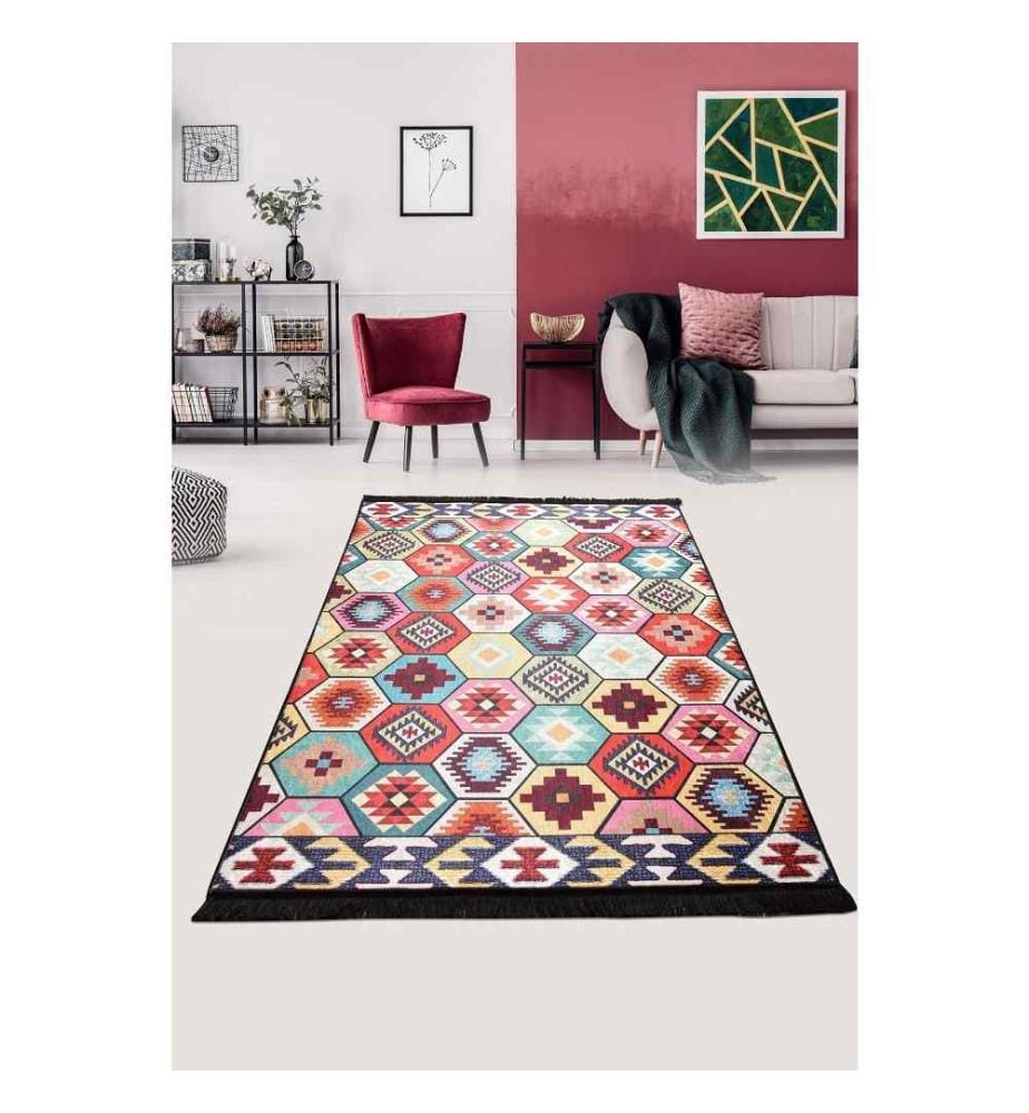 Tappeto, 140 x 190, , Multicolore, 50% tessuto di velluto - 50% poliestere, altezza pelo 4 mm