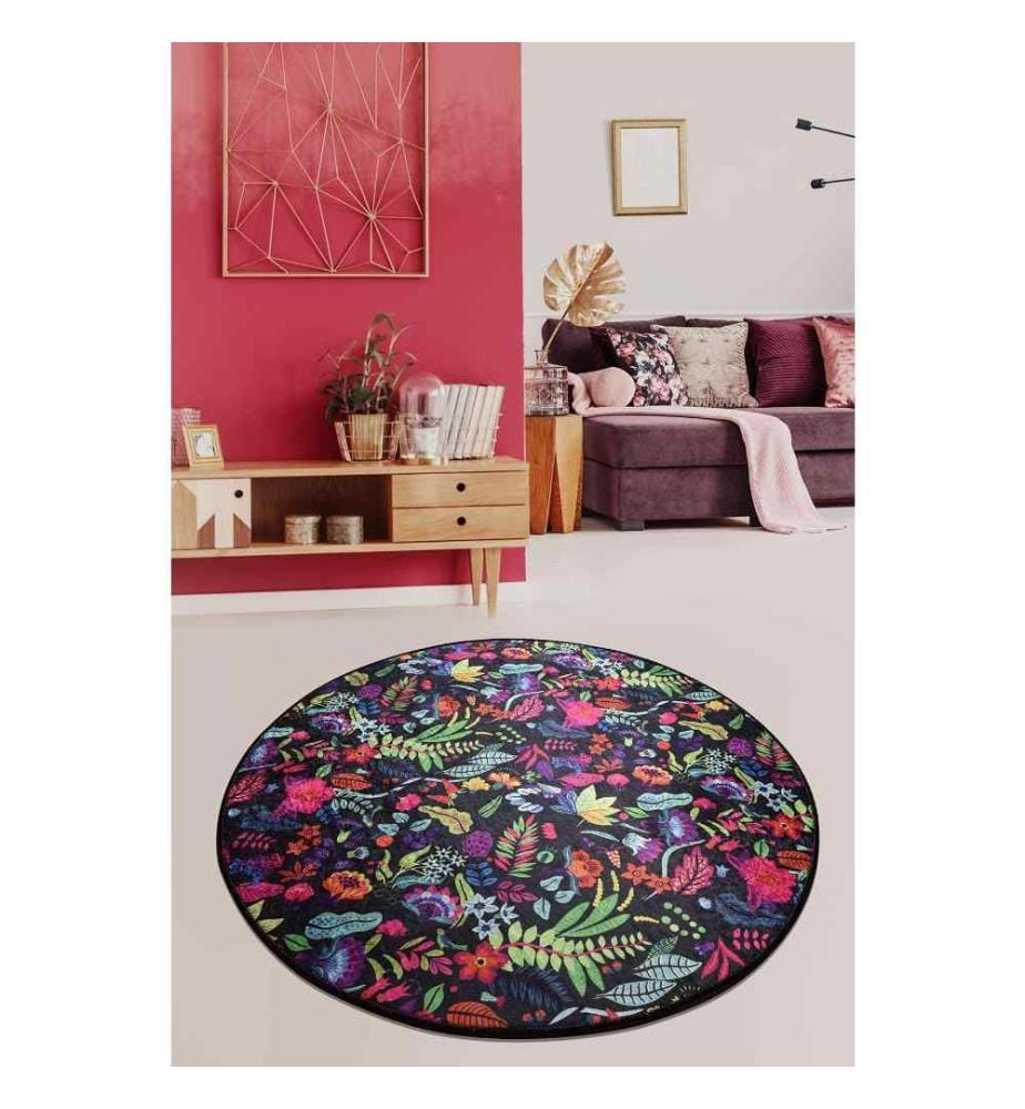 Tappeto, 140 cm, , Multicolore, 50% tessuto di velluto - 50% poliestere, altezza pelo 4 mm