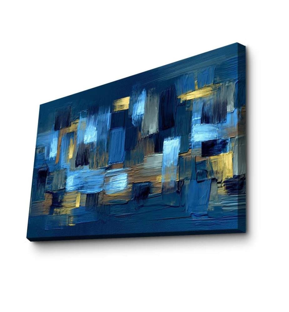 Decorative Canvas Painting, Blue, Navy Blue, Brown, Gold, 100% Canvas , Pine Wood Frame