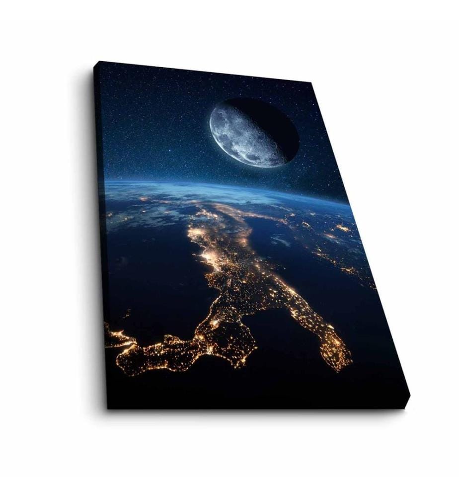 Decorative Canvas Painting, Blue, Navy Blue, Gold, White, 100% Canvas , Pine Wood Frame