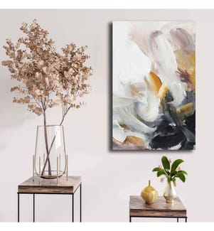 Peinture décorative sur toile, Camel, Damson Red, White, Black, 100% Canvas , Pine Wood Frame