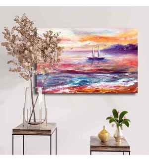Peinture décorative sur toile, Multicolore, 100% toile, cadre en bois de pin