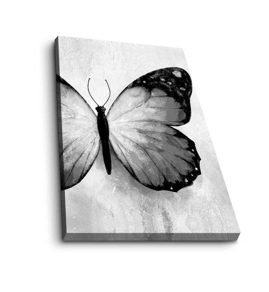 Peinture décorative sur toile, blanche, grise, noire, 100% toile, cadre en bois de pin