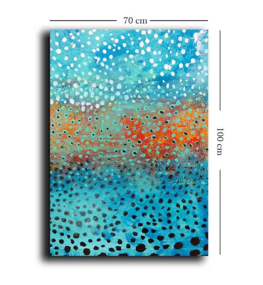 Decorative Canvas Painting, Blue, Orange, Red, Black, 100% Canvas , Pine Wood Frame