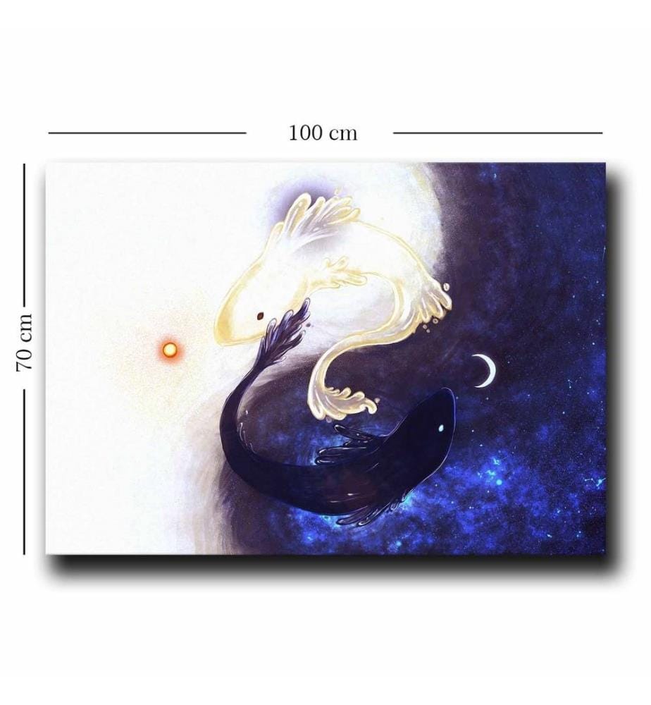 Peinture décorative sur toile, bleu marine, violet, crème, blanc, 100% toile, cadre en bois de pin