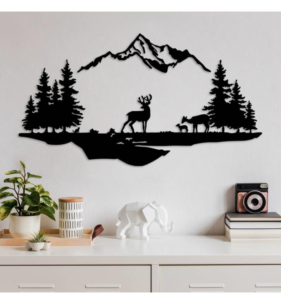 Accessoire mural décoratif en métal, noir, 100% métal