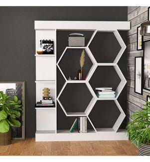 White, Bookshelval, 177.4X140X29,6 cm, Piastra Di Particelle Rivestita Con Melamina
