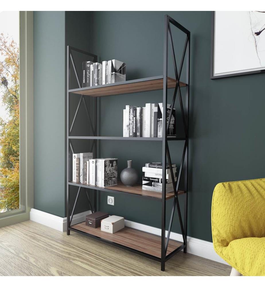 Bookshelf, WalnutBlack, Melamine Coated Particle Board