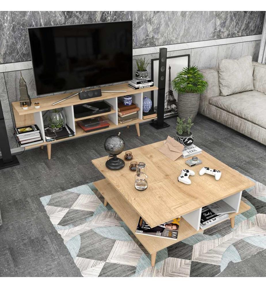 Coffee Table, OakWhite, Melamine Coated Particle Board