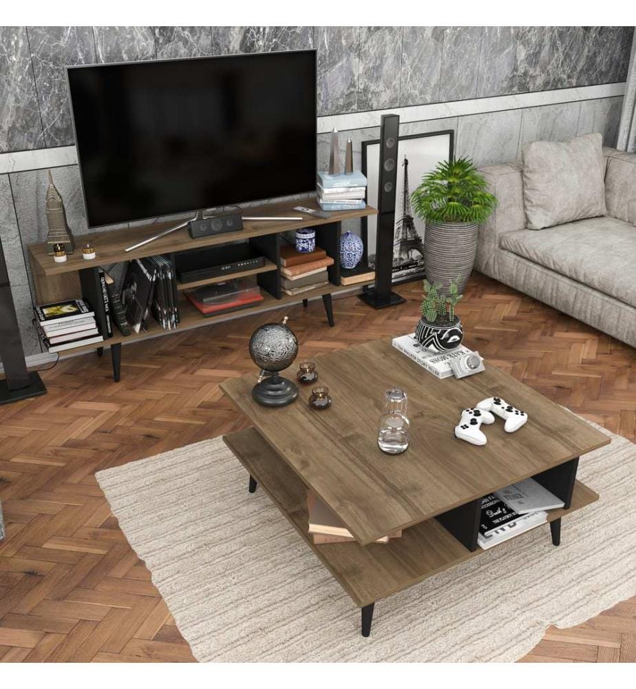 Coffee Table, WalnutBlack, Melamine Coated Particle Board