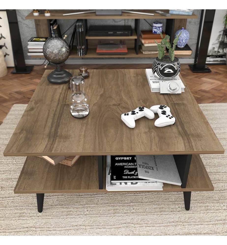 Coffee Table, WalnutBlack, Melamine Coated Particle Board