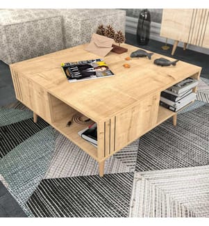 Eichenfarbig, Couchtische, 46,5X89,6X89,6 cm, Melaminbeschichtete Partikelplatte