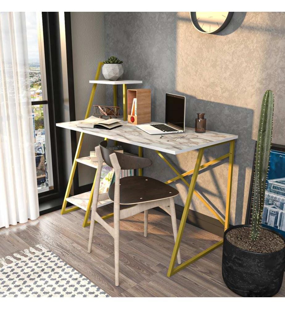 Study Desk, WhiteGold, Melamine Coated Particle Board