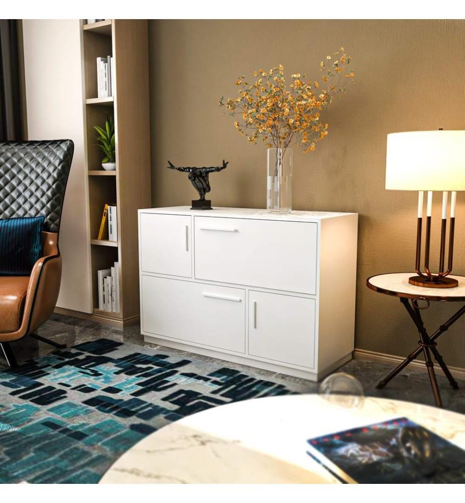 Console, White, Melamine Coated Particle Board