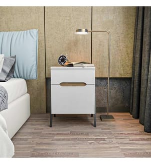 Nightstand, WalnutWhite, Melamine Coated Particle Board