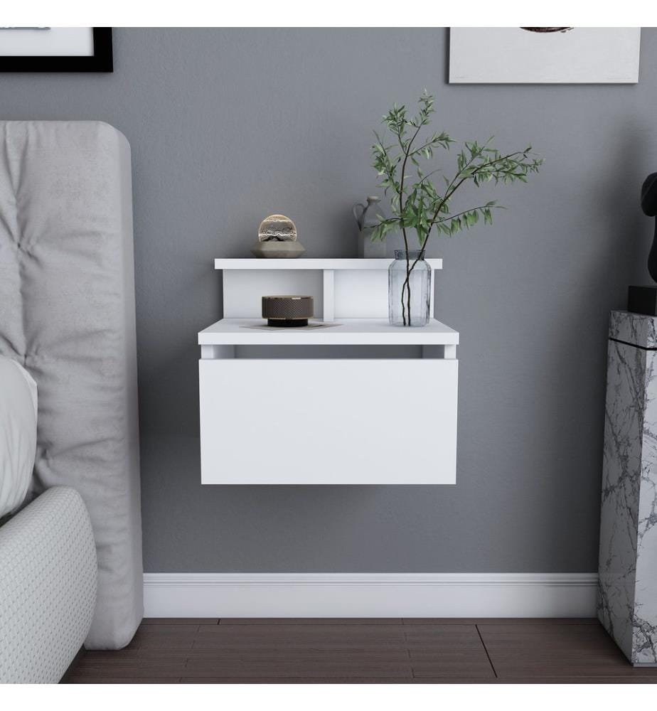 Nightstand, White, Melamine Coated Particle Board