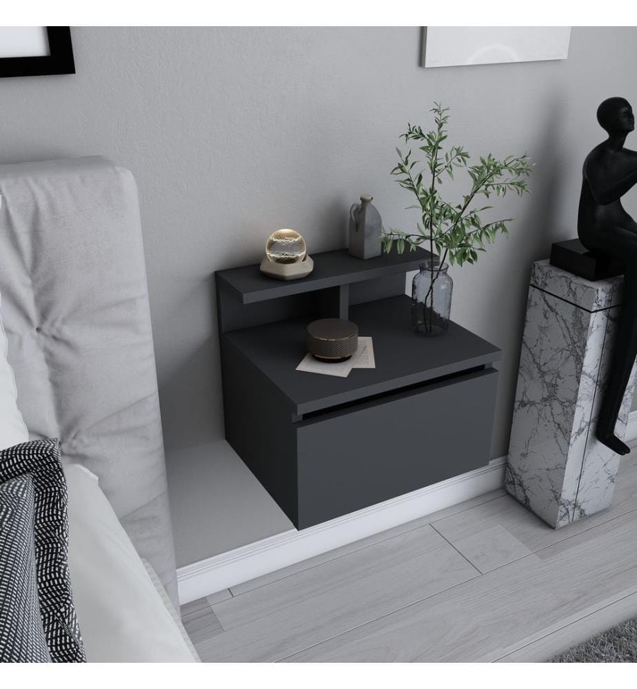 Nightstand, Anthracite, Melamine Coated Particle Board