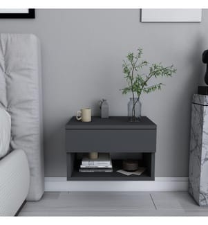 Nightstand, Anthracite, Melamine Coated Particle Board