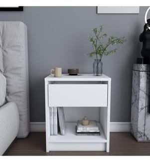 Nightstand, White, Melamine Coated Particle Board