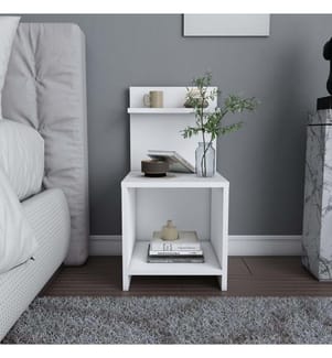 Nightstand, White, Melamine Coated Particle Board