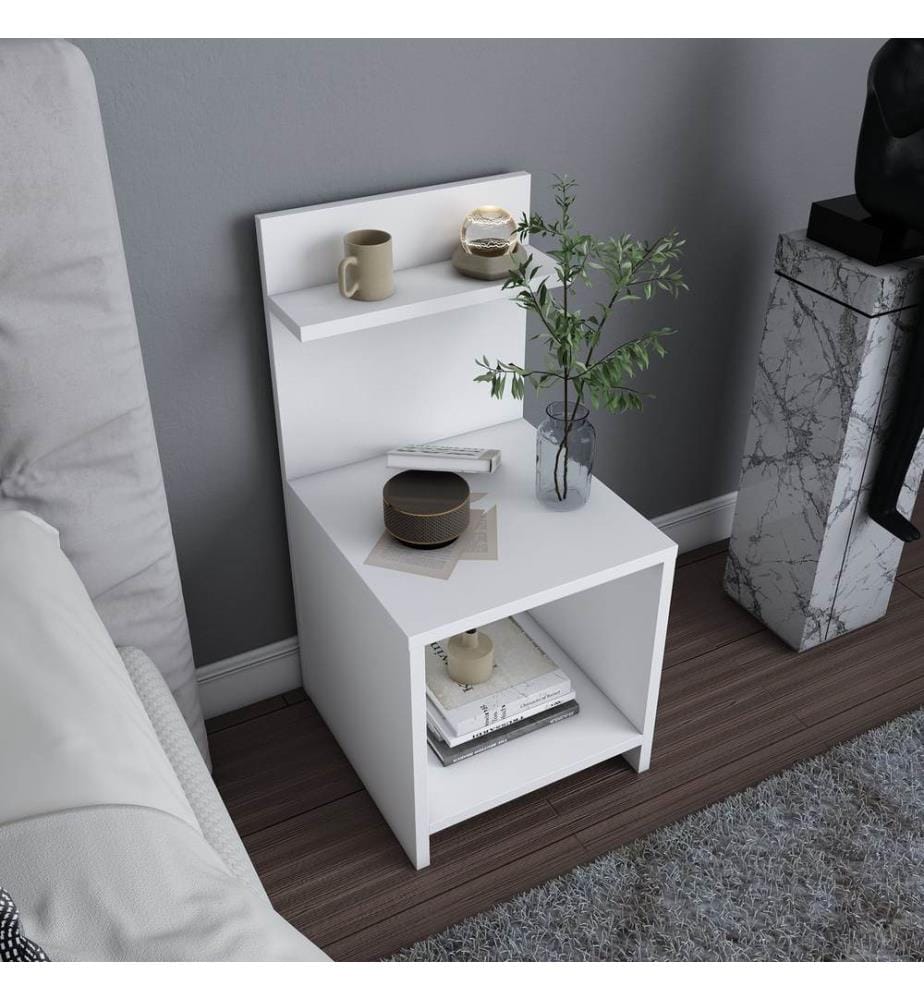 Nightstand, White, Melamine Coated Particle Board