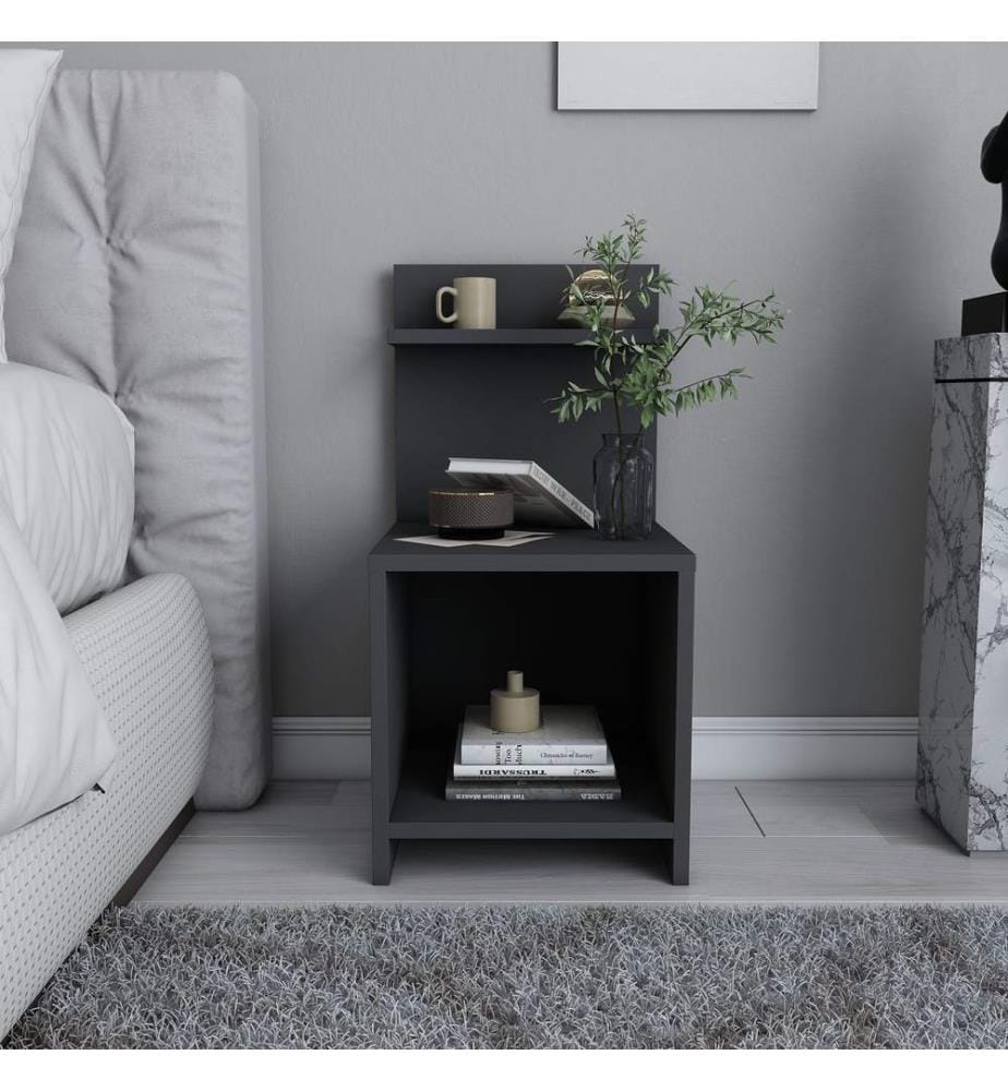 Nightstand, Anthracite, Melamine Coated Particle Board