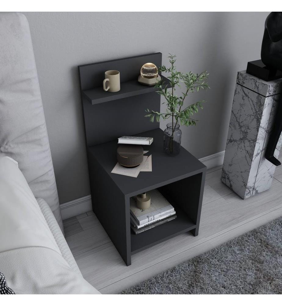 Nightstand, Anthracite, Melamine Coated Particle Board