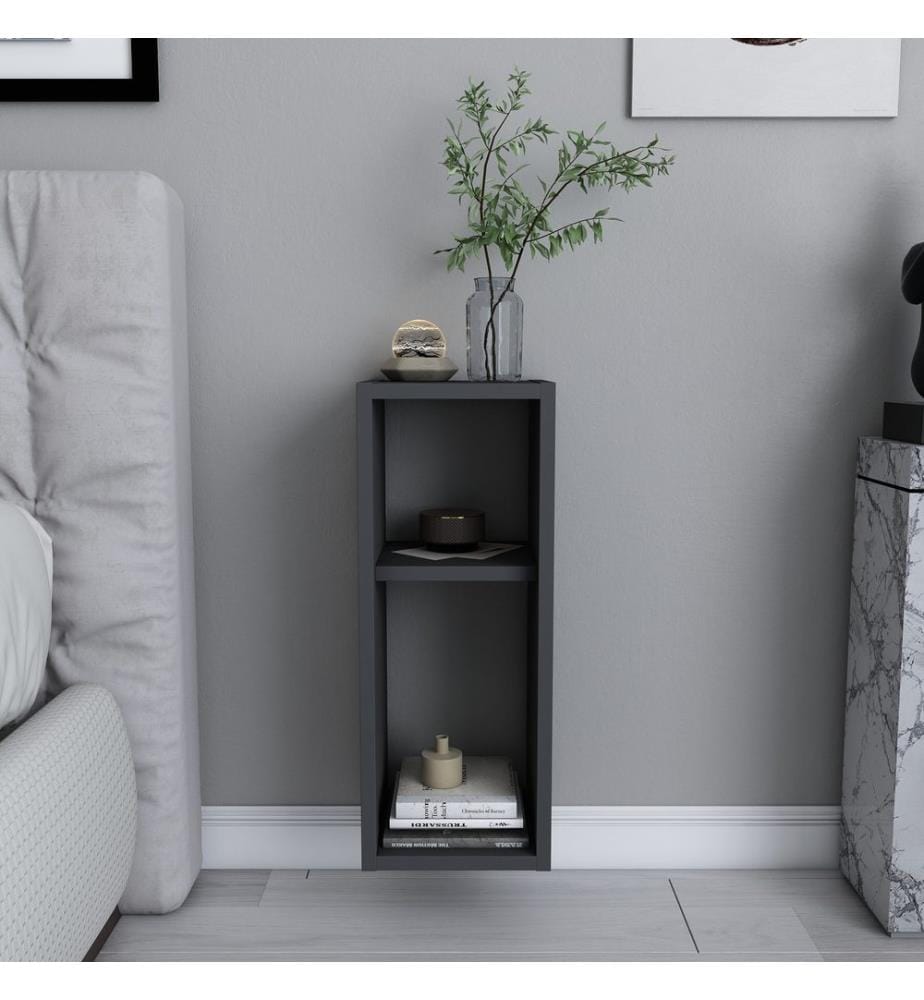 Nightstand, Anthracite, Melamine Coated Particle Board