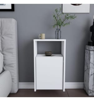 Nightstand, White, Melamine Coated Particle Board