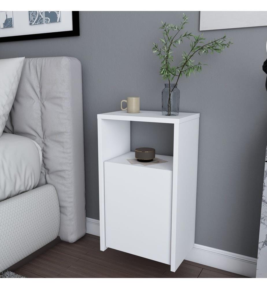 Nightstand, White, Melamine Coated Particle Board