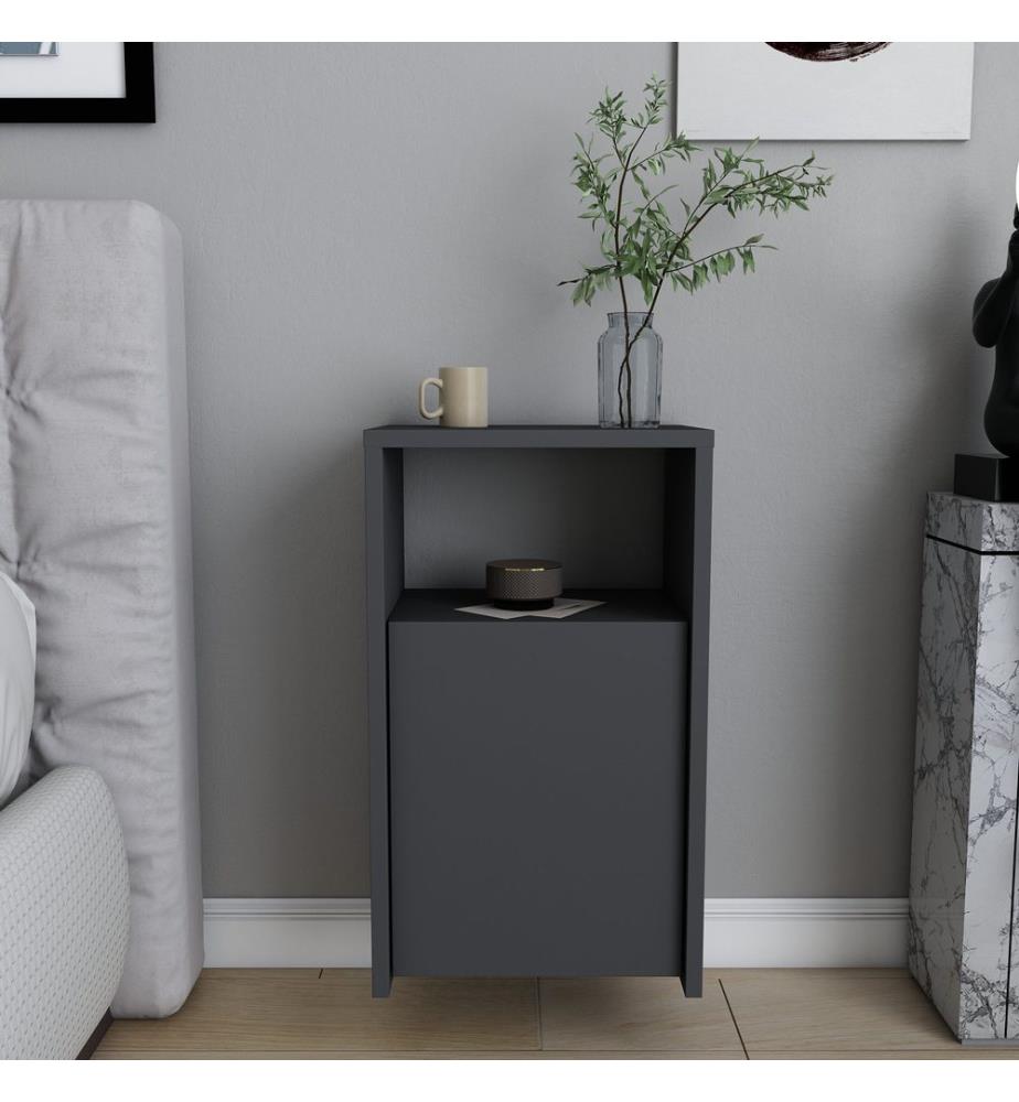Nightstand, Anthracite, Melamine Coated Particle Board