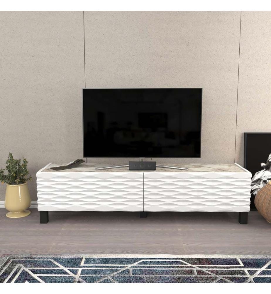 Blanc, Armoires Tv, 38X149.2X35 cm, Plaque De Particules Enrobée De Mélamine