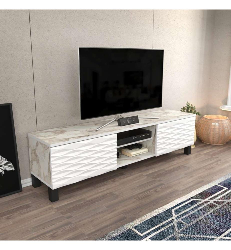 Blanc, Armoires Tv, 40,3X150X35 cm, Plaque De Particules Enrobée De Mélamine