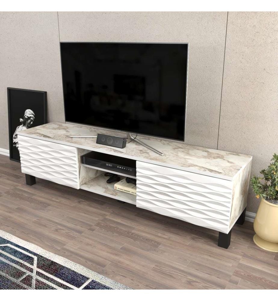 Blanc, Armoires Tv, 40,3X150X35 cm, Plaque De Particules Enrobée De Mélamine