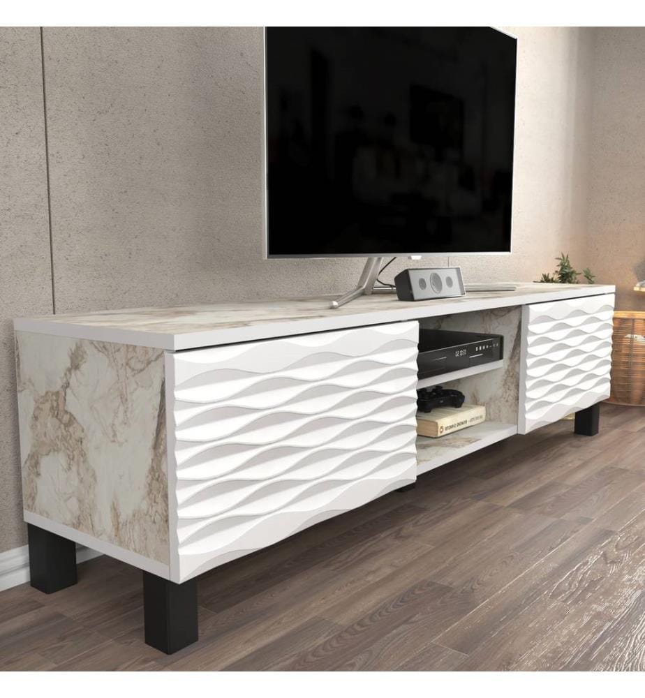 Blanc, Armoires Tv, 40,3X150X35 cm, Plaque De Particules Enrobée De Mélamine