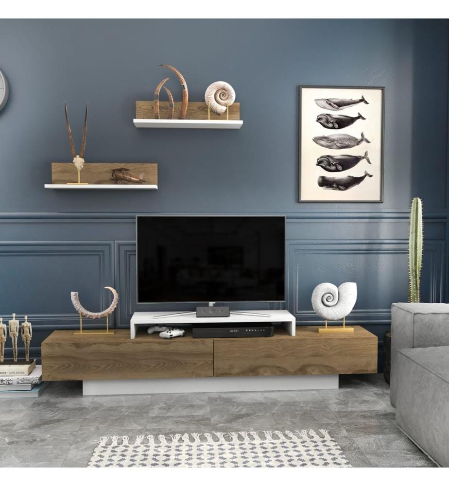 Blanc, Armoires Tv, 40X180X31 cm, Plaque De Particules Enrobée De Mélamine