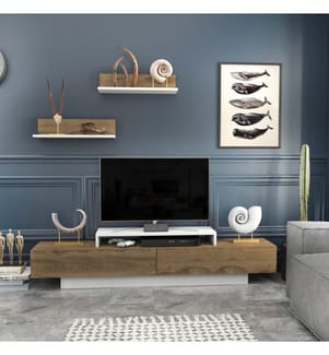 Bianco, Armadi Tv, 40X180X31 cm, Piastra Di Particelle Con Rivestimento A Melamina