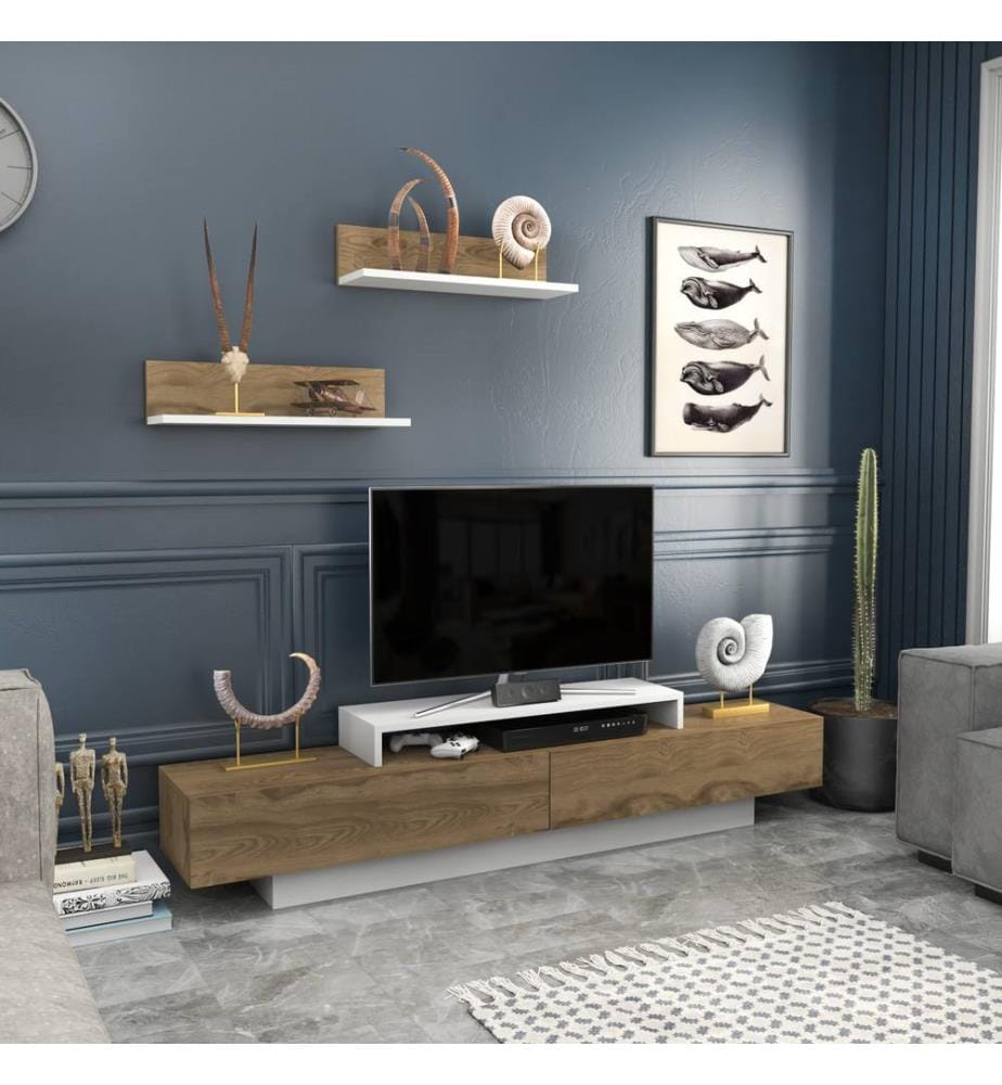 Blanc, Armoires Tv, 40X180X31 cm, Plaque De Particules Enrobée De Mélamine