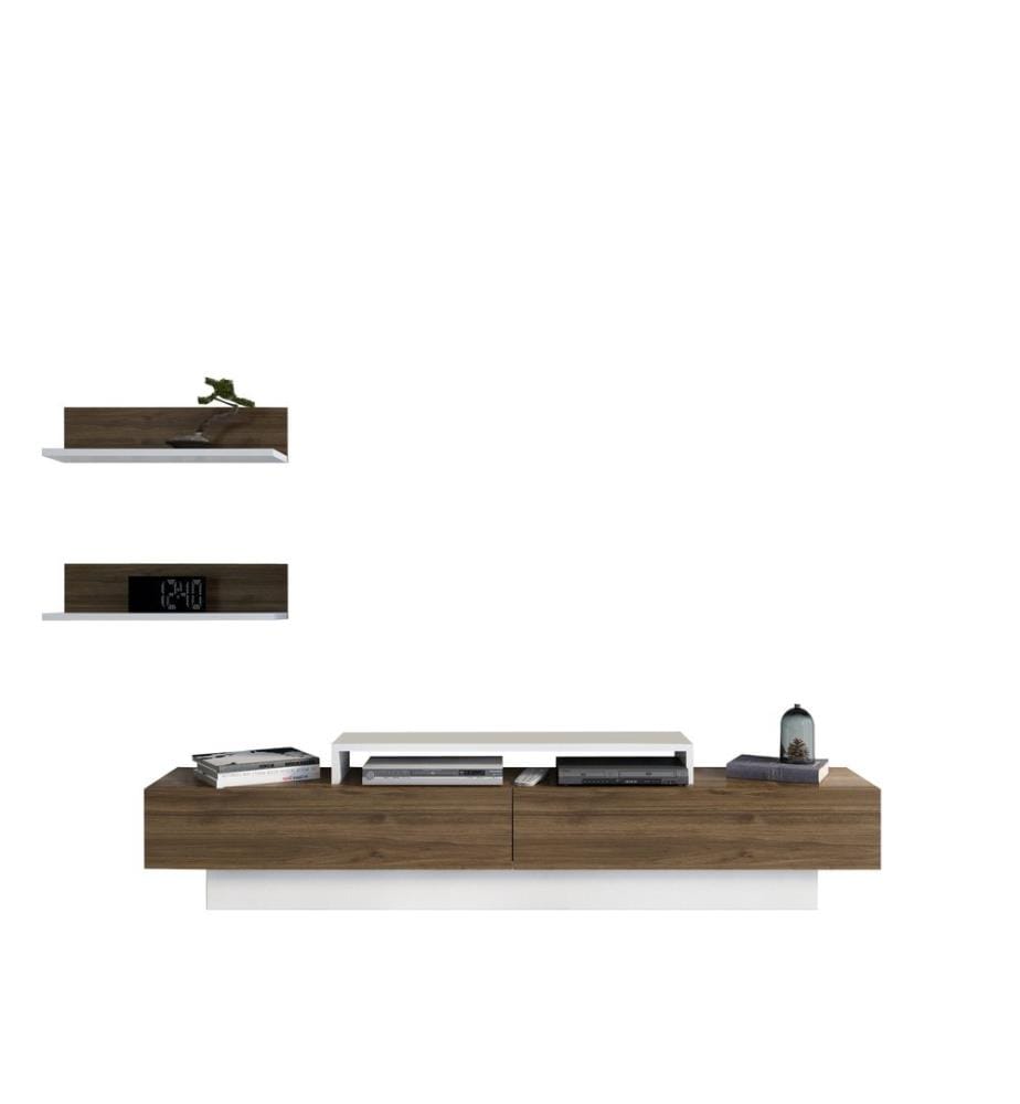 TV Unit, WhiteWalnut, Melamine Coated Particle Board
