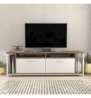 Porta TV, Bianco, Noce, Pannello di particelle rivestito di melammina