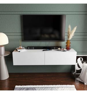 Bianco, Mobili Tv, 34.1X159.7X36,8 cm, Piastra Di Particelle Rivestita Di Melamina