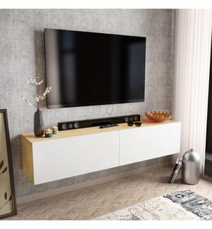 Bianco, Mobili Tv, 34.1X159.7X36,8 cm, Piastra Di Particelle Rivestita Di Melamina